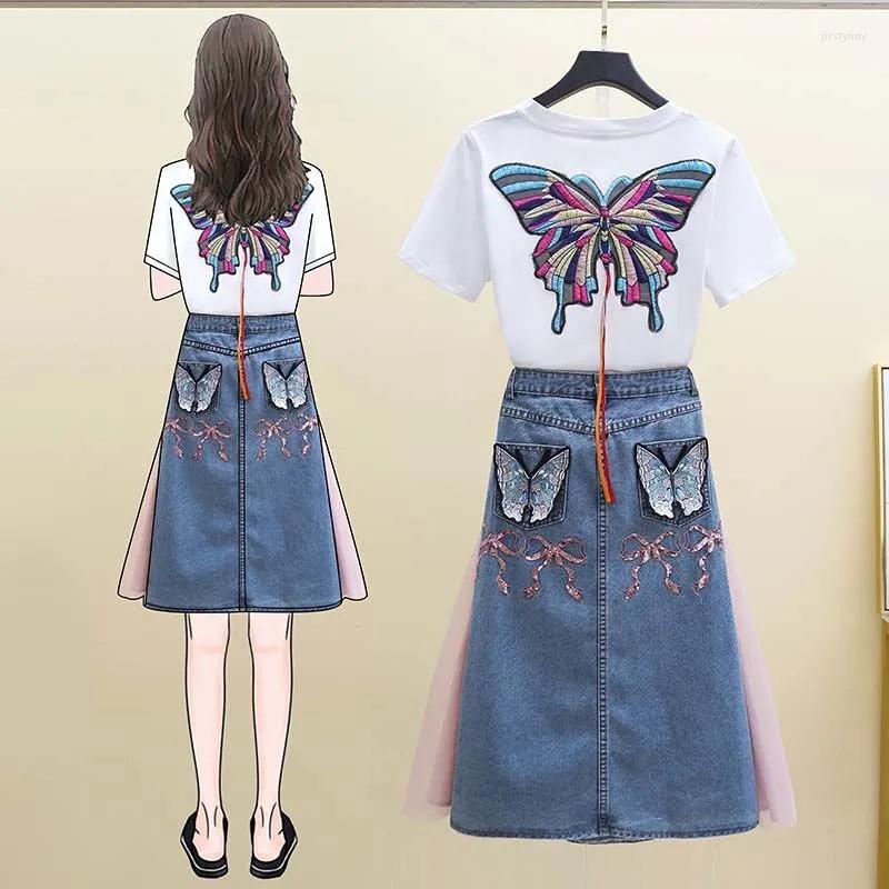 Work Dresses Fashion Lady Suit Summer Clothes 2022summer Embroidery T-Shirt Skirt Suits Chic Temperament Denim Female Two-Piece Sui, Photo color
Work Dresses Fashion Lady Suit Summer Clothes 2022summer Embroidery T-Shirt Skirt Suits Chic Temperament Denim Female Two-Piece Sui, Photo color