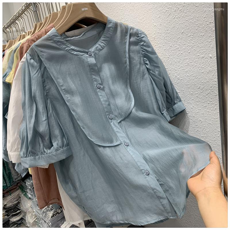 Women's Blouses Summer O Neck Short Sleeve Chiffon Blouse Women Thin Tops Fashion Lady Solid Color Puff Office Shirt Blusas De Mujer, Blue
Women's Blouses Summer O Neck Short Sleeve Chiffon Blouse Women Thin Tops Fashion Lady Solid Color Puff Office Shirt Blusas De Mujer, Blue