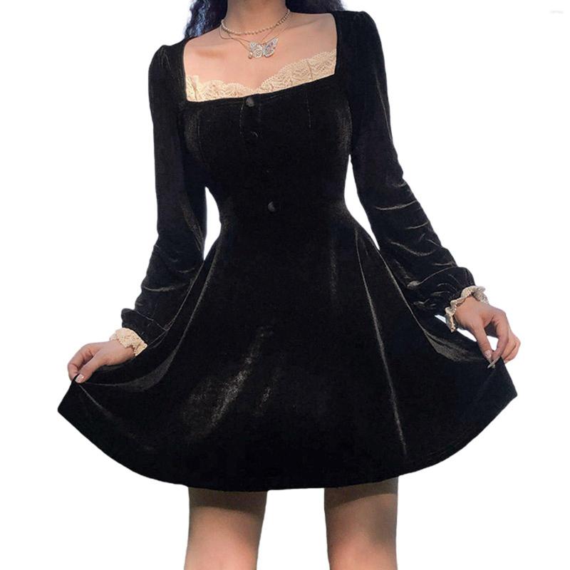 Casual Dresses Women' Temperament Black Dress Lace Buttons Decor Square Neck Long Sleeve High Waist A-Line Mini
Casual Dresses Women' Temperament Black Dress Lace Buttons Decor Square Neck Long Sleeve High Waist A-Line Mini