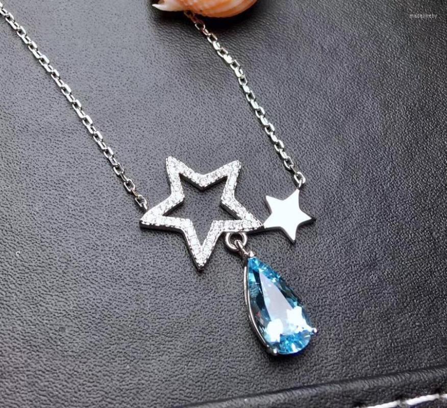 Chains Natural Blue Topaz Necklace S925 Silver Gemstone Fashion Lovely Stars Water Drop Girl Gift Party Fine Jewelry
Chains Natural Blue Topaz Necklace S925 Silver Gemstone Fashion Lovely Stars Water Drop Girl Gift Party Fine Jewelry