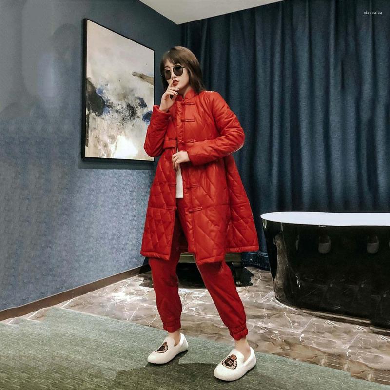 Women's Two Piece Pants Autumn Women Retro Disc Buckle Two-piece Cotton-pad Long Jacket Early Spring Loose Suit Tang Fashion Trend Set, Black
Women's Two Piece Pants Autumn Women Retro Disc Buckle Two-piece Cotton-pad Long Jacket Early Spring Loose Suit Tang Fashion Trend Set, Black