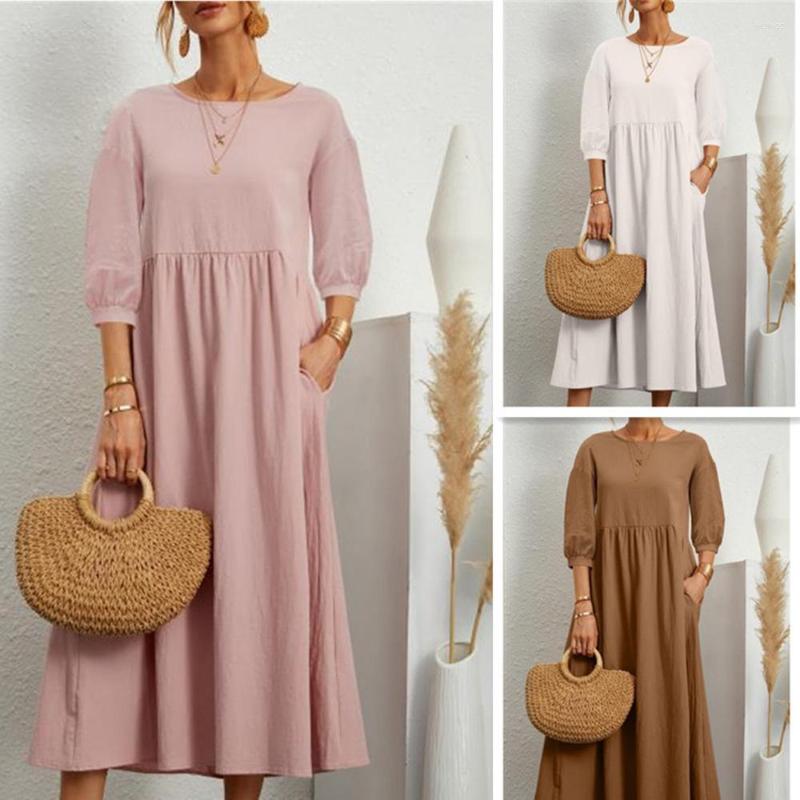 Casual Dresses Women Cotton Linen Loose Long Maxi Dress Autumn O-Neck Lantern Sleeve Solid Oversized Pocket -2XL JWFZ-559, Black
Casual Dresses Women Cotton Linen Loose Long Maxi Dress Autumn O-Neck Lantern Sleeve Solid Oversized Pocket -2XL JWFZ-559, Black