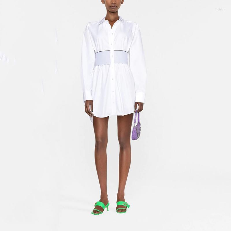 Casual Dresses Temperament Fashion Elastic Waist Shirt Dress 2022 Early Autumn Polo Collar Stitching Webbing Long-sleeved Women' Top, White
Casual Dresses Temperament Fashion Elastic Waist Shirt Dress 2022 Early Autumn Polo Collar Stitching Webbing Long-sleeved Women' Top, White