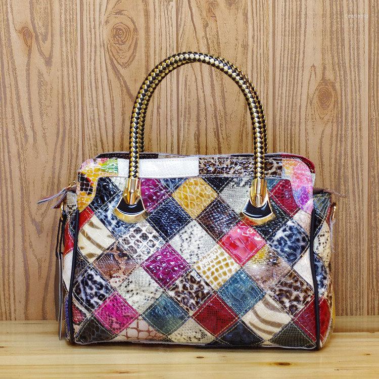Evening Bags Genuine Leather Colorful Shiny Snake Pattern Plaid Handbag Multi-color Random Stitching Shoulder Bag Tote 496
Evening Bags Genuine Leather Colorful Shiny Snake Pattern Plaid Handbag Multi-color Random Stitching Shoulder Bag Tote 496