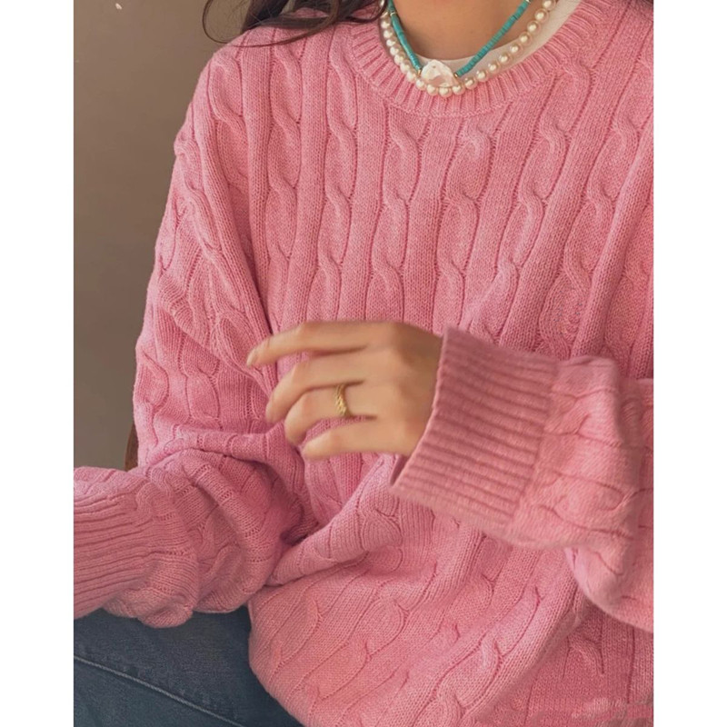 sweater Fall/Winter 2022 Pony Logo embroidered retro American Twist sweater loose knit, Pink
sweater Fall/Winter 2022 Pony Logo embroidered retro American Twist sweater loose knit, Pink