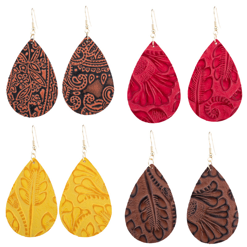 S3283 Fashion Jewelry Dangle Women's Leather Earrings Embossing Water-drop Real Leather Earrings
S3283 Fashion Jewelry Dangle Women's Leather Earrings Embossing Water-drop Real Leather Earrings