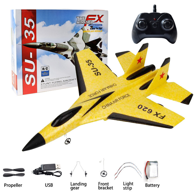 ElectricRC Aircraft SU57 SU35 RC Plane Radio Remote Control Airplane With Light Fixed Wing Hand Throwing Foam Electric Model Toys
