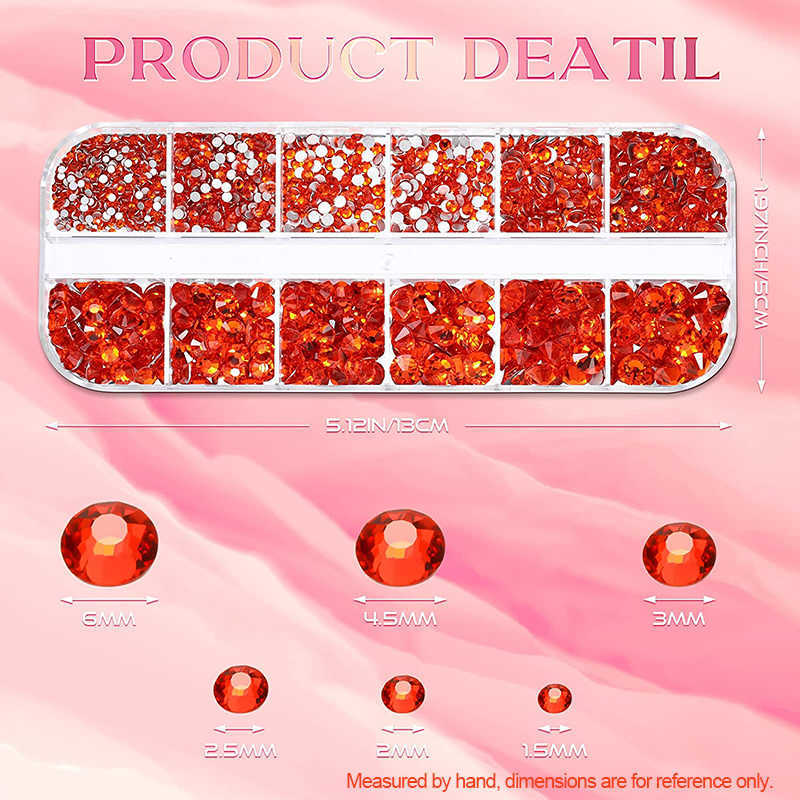 12 Grids Nail Art Jewelry Drill 12 Grid Set Flatback Crystal Nails Steentjes AB Steentjes Mixed Size Shiny Color Jewelrys Accessories