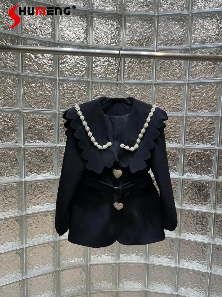 Women's Suits Luxury Women Rhinestones Black Blazer Coat 2022 Autumn Elegant Beaded Drill Buckle Sailor Collar Suit Jackets For
Women's Suits Luxury Women Rhinestones Black Blazer Coat 2022 Autumn Elegant Beaded Drill Buckle Sailor Collar Suit Jackets For