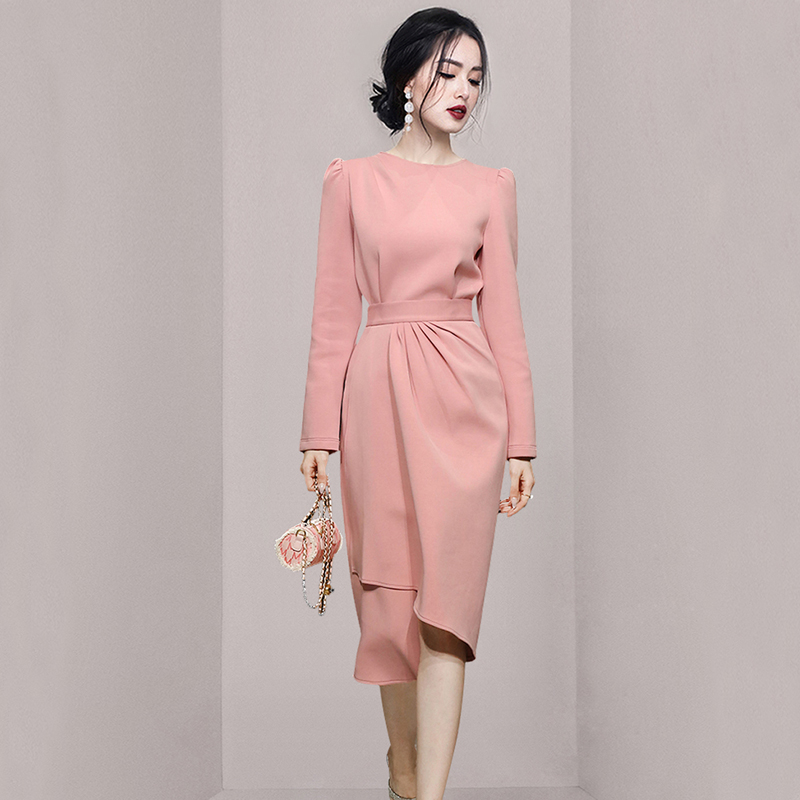 2022 autumn dress new fashion temperament elegant waist professional dress dress female, Pink
2022 autumn dress new fashion temperament elegant waist professional dress dress female, Pink
