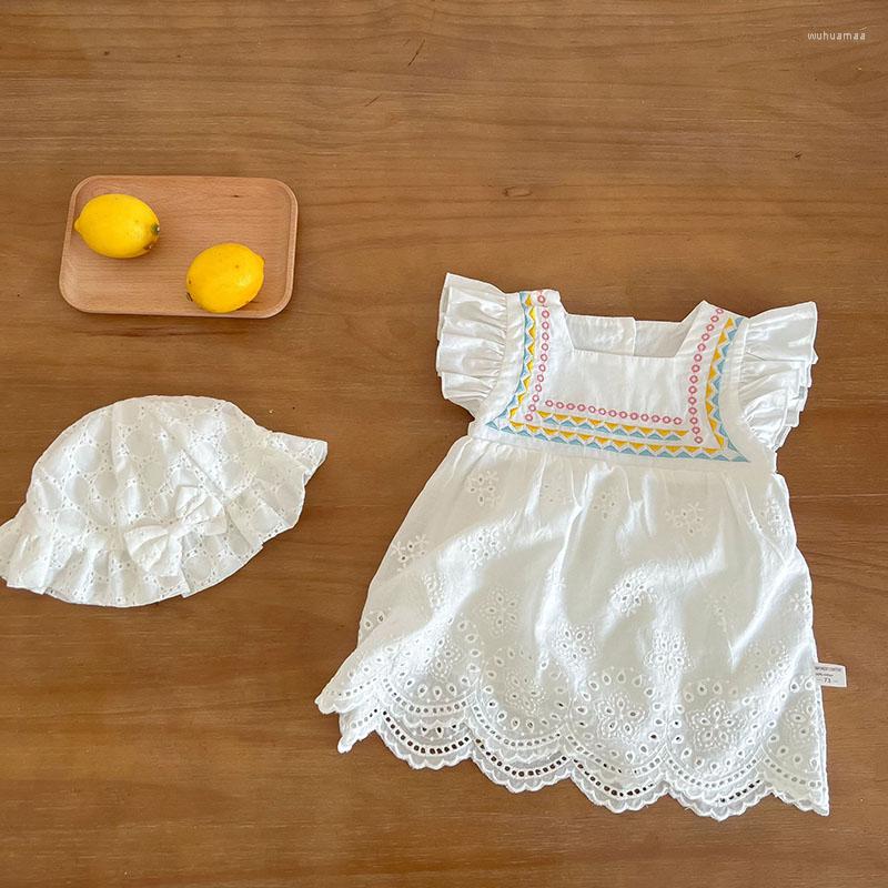 Girl Dresses Girls Embroidery Dress Summer Cotton Baby Sleeve Square Neck Sweet Princess Skirt Hat, White
Girl Dresses Girls Embroidery Dress Summer Cotton Baby Sleeve Square Neck Sweet Princess Skirt Hat, White