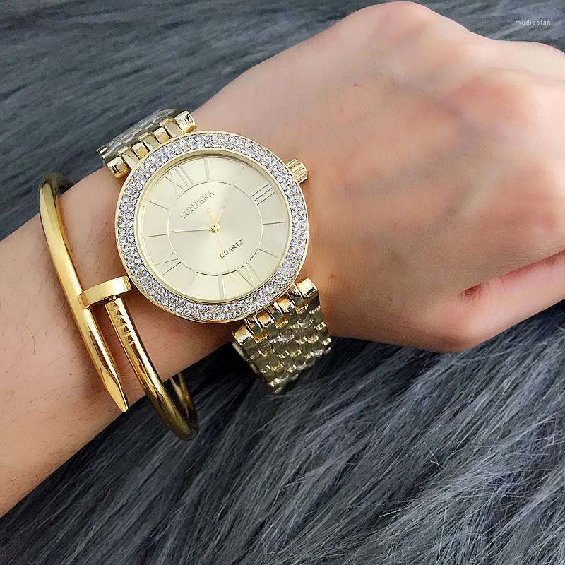 Wristwatches Luxury Crystal Women Watches Dial Clock Silver Gold Bracelet Quartz Watch Steel For Wristwatch Ladies Gift
Wristwatches Luxury Crystal Women Watches Dial Clock Silver Gold Bracelet Quartz Watch Steel For Wristwatch Ladies Gift