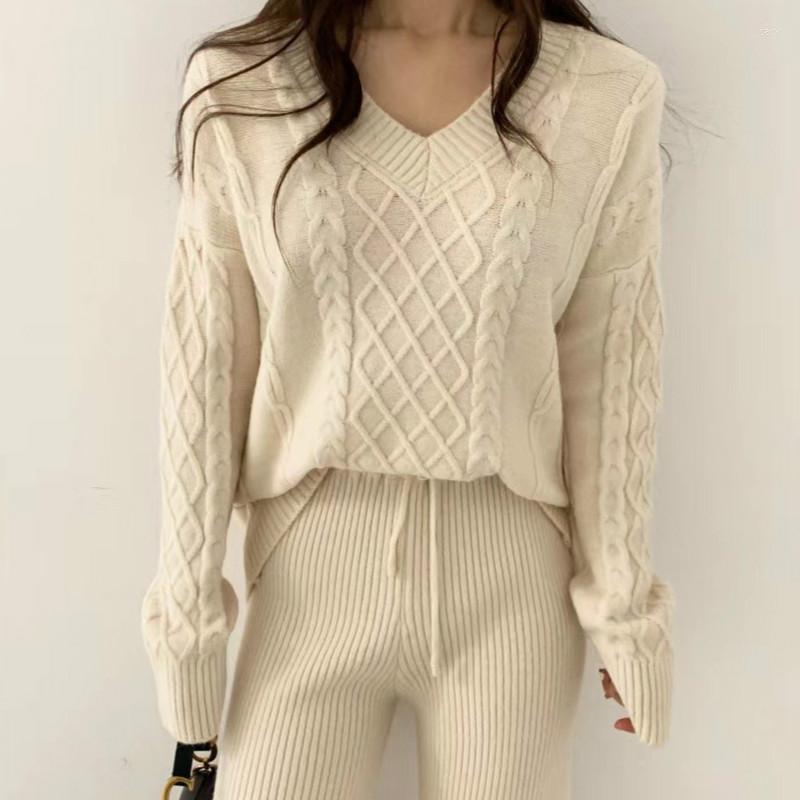 Women's Two Piece Pants Women's Elegant Set Solid V-Neck Diamond Pattern Knitting Pullover Sweater Drawstring Pit Wide Leg Autumn Winter, Beige
Women's Two Piece Pants Women's Elegant Set Solid V-Neck Diamond Pattern Knitting Pullover Sweater Drawstring Pit Wide Leg Autumn Winter, Beige