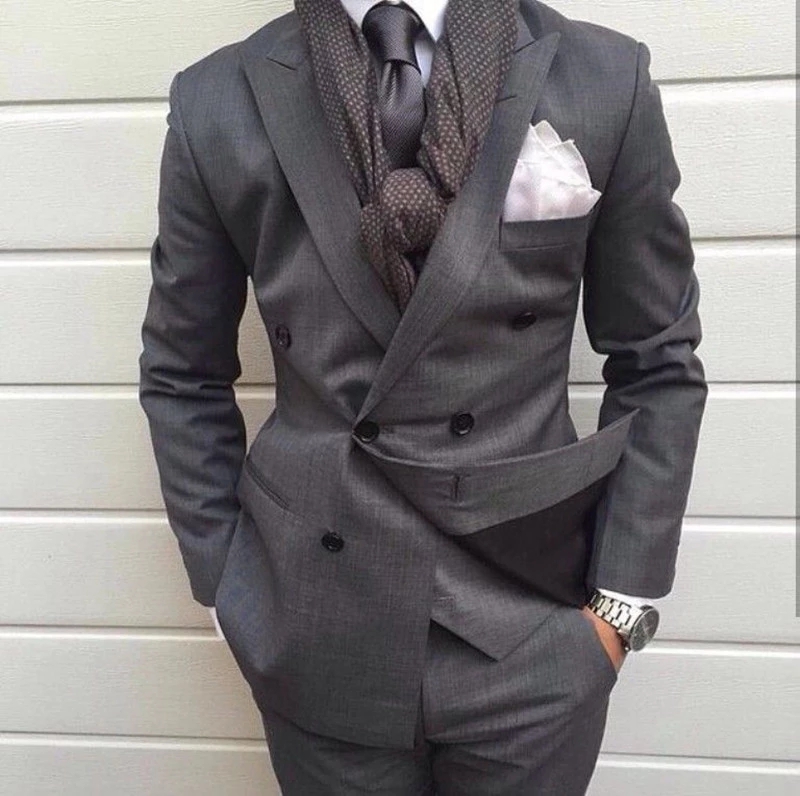Dark Grey Wedding Tuxedo Double Breasted Slim Fit Men Suit 2 Piece Groom Tailor Made Prom Business Suit Jacket Pants, White
Dark Grey Wedding Tuxedo Double Breasted Slim Fit Men Suit 2 Piece Groom Tailor Made Prom Business Suit Jacket Pants, White