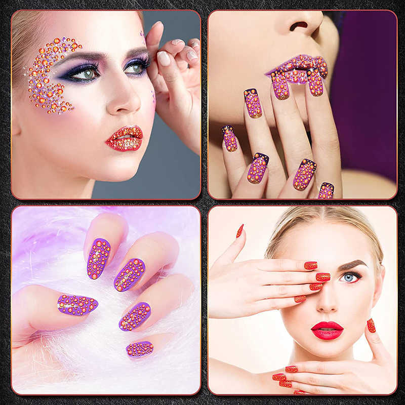 12 Grids Nail Art Jewelry Drill 12 Grid Set Flatback Crystal Nails Steentjes AB Steentjes Mixed Size Shiny Color Jewelrys Accessories