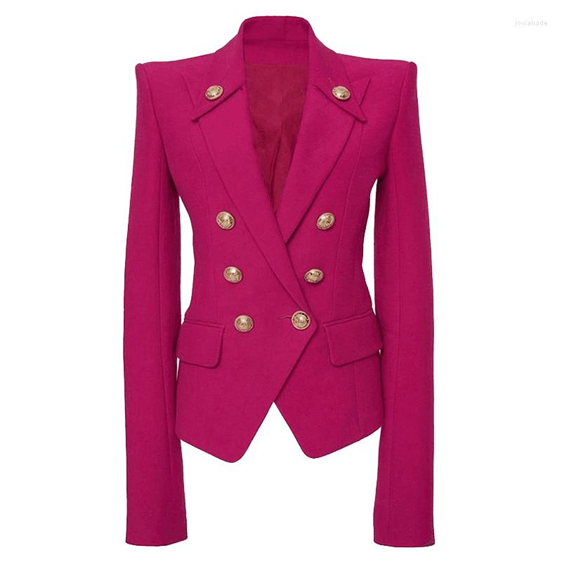 Women' Suits High Quality Rose Red Women' Blazer Autumn Jacket Classic Gold Metal Double-breasted Buttons Fuchsia Women Mujer
Women' Suits High Quality Rose Red Women' Blazer Autumn Jacket Classic Gold Metal Double-breasted Buttons Fuchsia Women Mujer