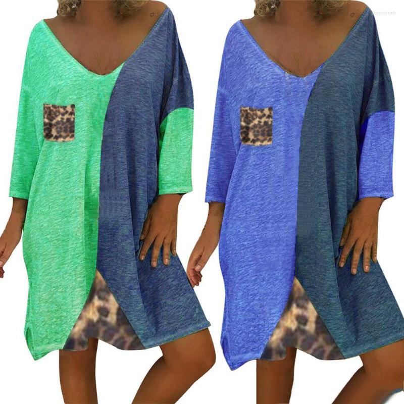 Casual Dresses Fashion Women Leopard Patchwork V Neck Long Sleeve Pocket Loose Dress Sundress Design, Green
Casual Dresses Fashion Women Leopard Patchwork V Neck Long Sleeve Pocket Loose Dress Sundress Design, Green
