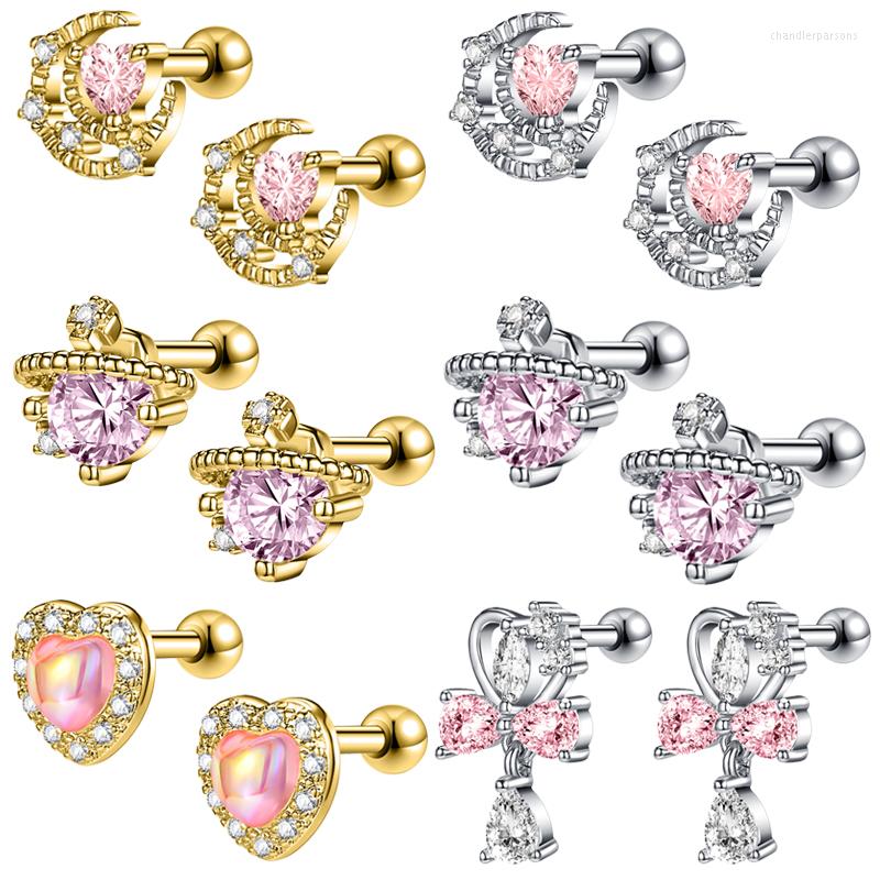 Stud Earrings ZS 1Pair Heart Moon Earring Cute Copper Ear Studs Women Girls Gold Sliver Plated White Pink Crystal Jewelry
Stud Earrings ZS 1Pair Heart Moon Earring Cute Copper Ear Studs Women Girls Gold Sliver Plated White Pink Crystal Jewelry