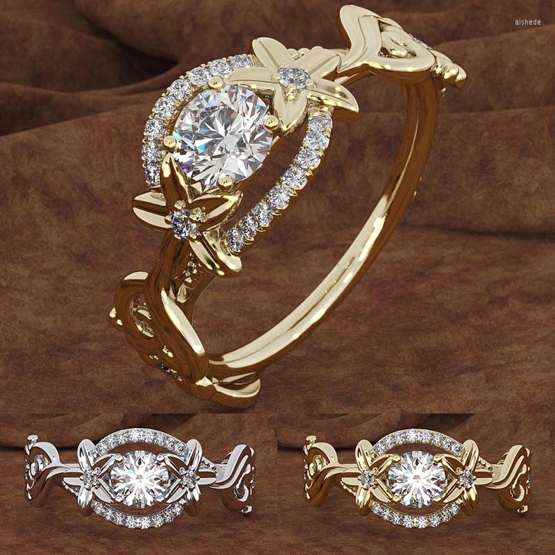 Wedding Rings Fashion Jewelry Crystal Flower Ring For Women Anniversary Gift Gold/Silver Color Zircon Delicate Party
Wedding Rings Fashion Jewelry Crystal Flower Ring For Women Anniversary Gift Gold/Silver Color Zircon Delicate Party
