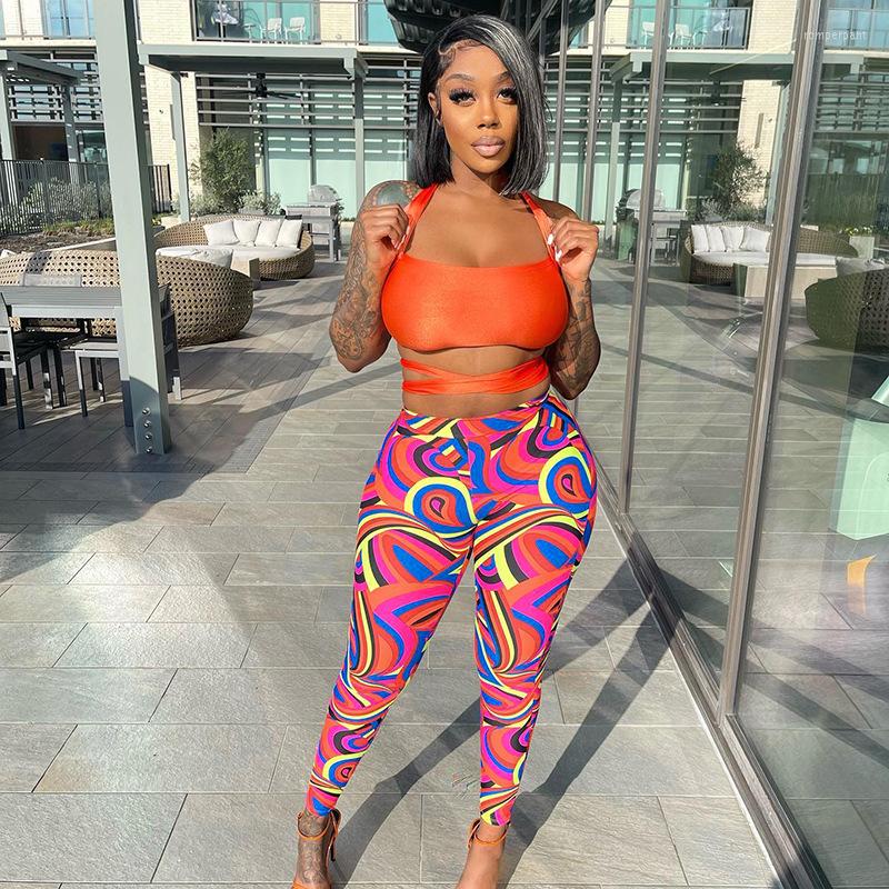 Women' Two Piece Pants LFRVZ European And American Women' Clothing Spring Halter Lace-up T-shirt High Waist Print Casual Tight, Color printing
Women' Two Piece Pants LFRVZ European And American Women' Clothing Spring Halter Lace-up T-shirt High Waist Print Casual Tight, Color printing