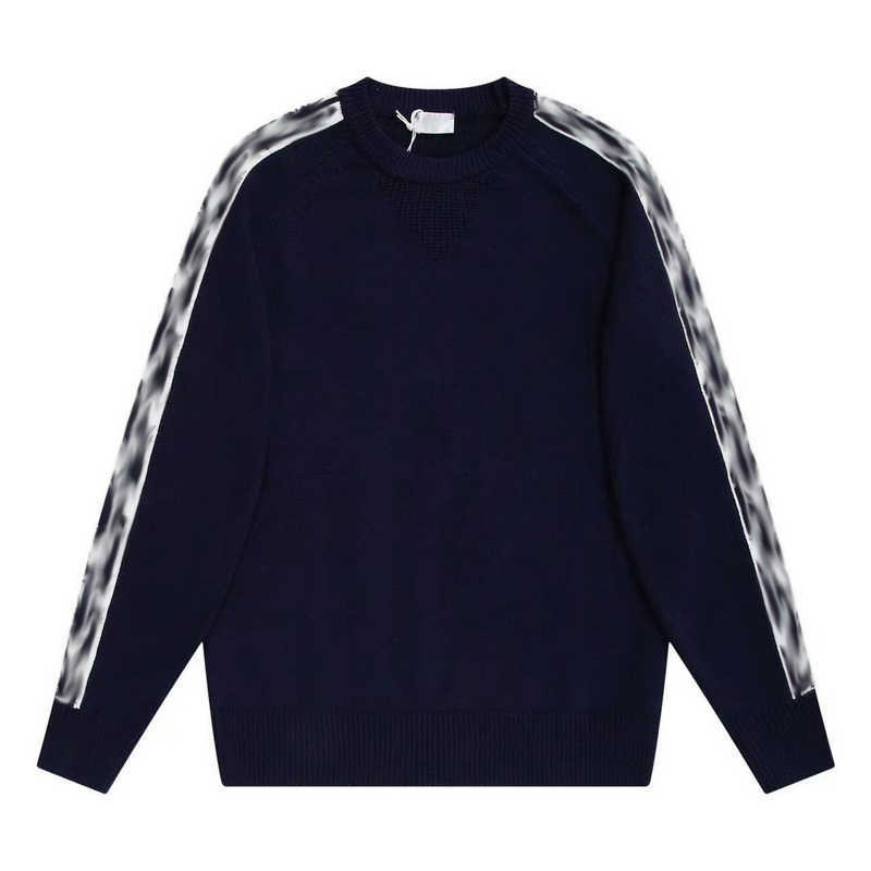 Oblilique Letter Knitting Sweater Man Women Fashion Crew Neck Coat Macaron Color Highstreet Hip Hop FZMY0242, Blue