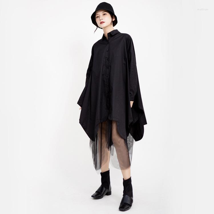 Casual Dresses Punk Fashion Black Lapel Asymmetrical Dress 2022 Autumn Women's Splicing Mesh Irregular Shirt Desinger Brand Vestido
Casual Dresses Punk Fashion Black Lapel Asymmetrical Dress 2022 Autumn Women's Splicing Mesh Irregular Shirt Desinger Brand Vestido