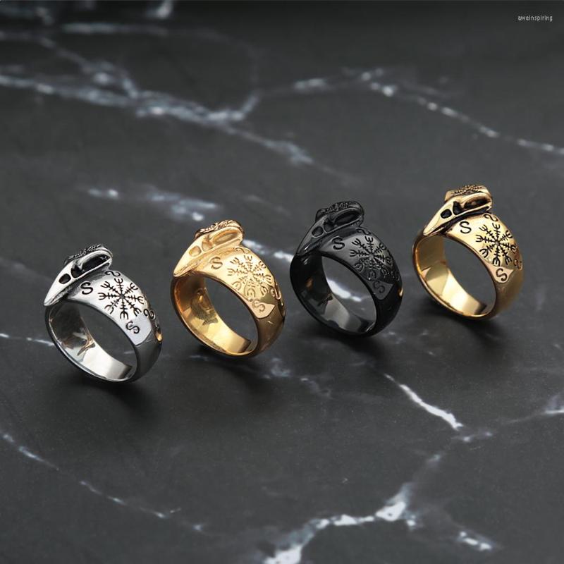 Cluster Rings 316L Stainless Steel Viking Crow Skull Ring Mens Nordic Compass Cool Male Punk Rock Amulet Jewelry Gifts
Cluster Rings 316L Stainless Steel Viking Crow Skull Ring Mens Nordic Compass Cool Male Punk Rock Amulet Jewelry Gifts