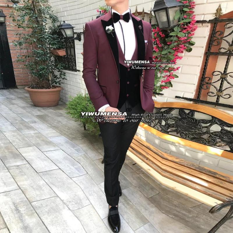 Men's Suits Spring/Autumn Men Burgundy Jacket Vest Black Pants 3 Pieces Smoking Business Office Work Formal Party Dress Costume Homme
Men's Suits Spring/Autumn Men Burgundy Jacket Vest Black Pants 3 Pieces Smoking Business Office Work Formal Party Dress Costume Homme
