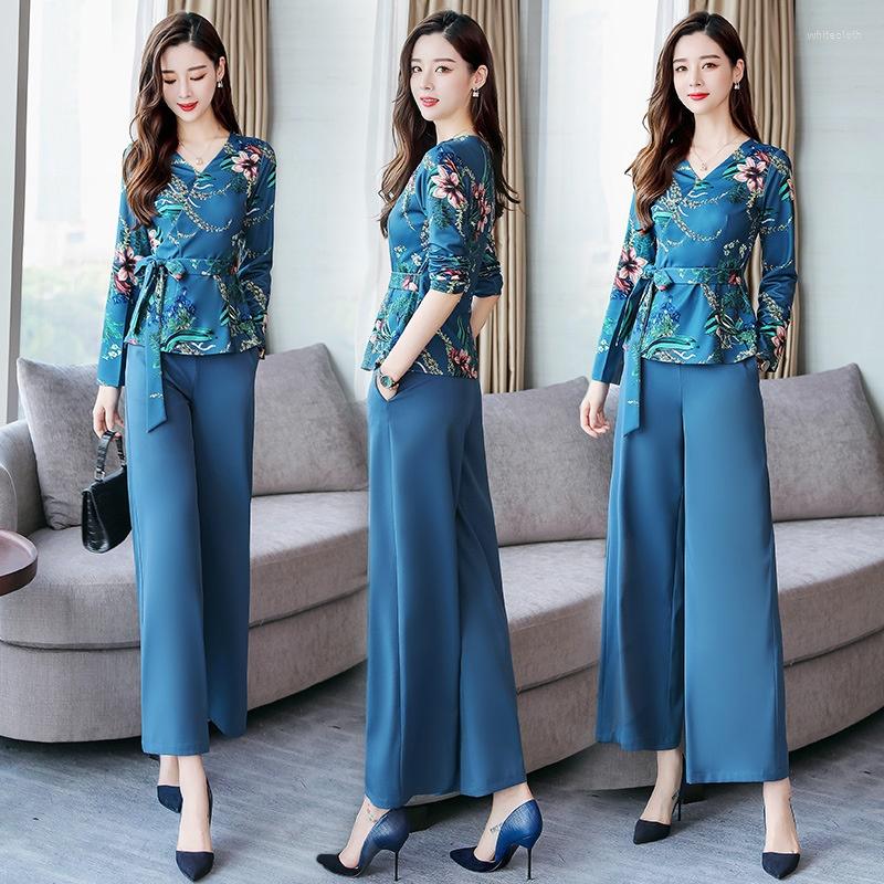 Women's Two Piece Pants Elegant Woman And Blouse Set Print Floral Female Wide Leg Top Vintage Outfits For Women 4951
Women's Two Piece Pants Elegant Woman And Blouse Set Print Floral Female Wide Leg Top Vintage Outfits For Women 4951