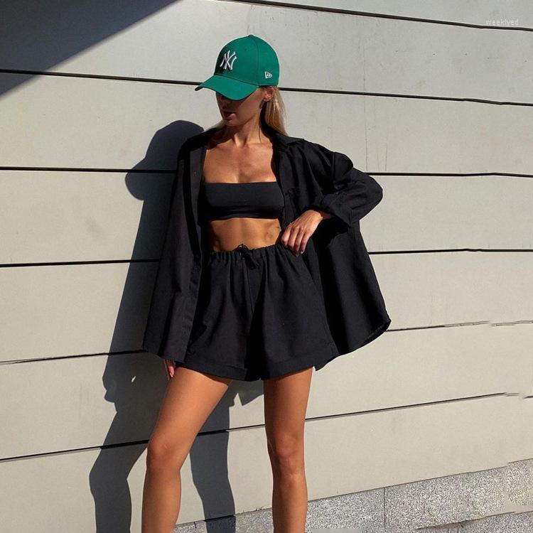 Women' Tracksuits DPSDE 2022 Women Solid Color Long Sleeve Lapel Single Breasted Shirt Lace Elastic Shorts Sports Fashion Two Piece Set, Black
Women' Tracksuits DPSDE 2022 Women Solid Color Long Sleeve Lapel Single Breasted Shirt Lace Elastic Shorts Sports Fashion Two Piece Set, Black