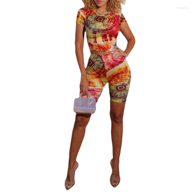 Women' Tracksuits 2 Pcs Women Tie Dye Print Outfits Short Sleeve Round Neck T-shirt High Waist Shorts Summer Slim Clothes Set, Picture shown
Women' Tracksuits 2 Pcs Women Tie Dye Print Outfits Short Sleeve Round Neck T-shirt High Waist Shorts Summer Slim Clothes Set, Picture shown