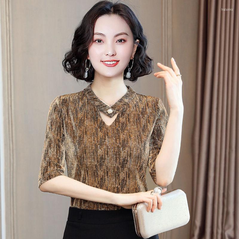 Women's Blouses Women's Spring Summer Style Mesh Shirt Sequined Half Sleeve V-neck Solid Color Patchwork Elegant Tops DD8753, Gold
Women's Blouses Women's Spring Summer Style Mesh Shirt Sequined Half Sleeve V-neck Solid Color Patchwork Elegant Tops DD8753, Gold