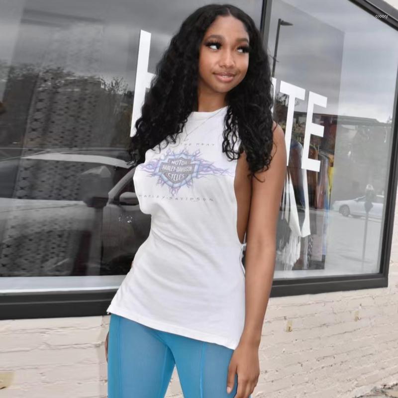 Women' T Shirts Women' T-Shirt Ladies Spring And Summer Fashion Printed Backless Sport Tees Sleeveless White Color Street Hip
Women' T Shirts Women' T-Shirt Ladies Spring And Summer Fashion Printed Backless Sport Tees Sleeveless White Color Street Hip