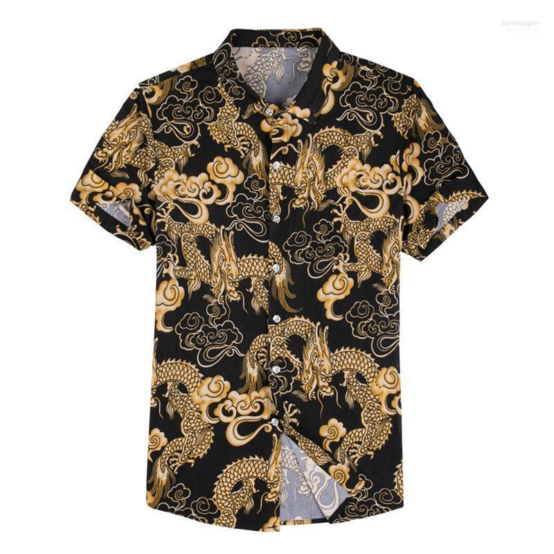 Men's Casual Shirts Men's Chinese Cardigan Style Black White Print Dragon With Silk Short Sleeves Hawaiian For 2022 Summer Oversize, 601 blue
Men's Casual Shirts Men's Chinese Cardigan Style Black White Print Dragon With Silk Short Sleeves Hawaiian For 2022 Summer Oversize, 601 blue