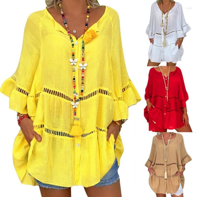 Women's T Shirts Women's T-Shirt Women Casual 3/4 Sleeve Button Hollow Out Large Hem Loose Blouse Top With Style, Khaki
Women's T Shirts Women's T-Shirt Women Casual 3/4 Sleeve Button Hollow Out Large Hem Loose Blouse Top With Style, Khaki