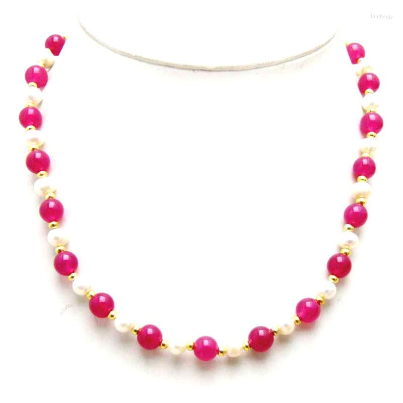 Choker Qingmos 6-7mm Round Natural White Pearl Necklace For Women With Rose Red Jades Stone Jewelry 7.5" Nec6049
Choker Qingmos 6-7mm Round Natural White Pearl Necklace For Women With Rose Red Jades Stone Jewelry 7.5" Nec6049
