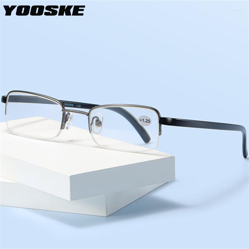 Sunglasses YOOSKE Metal Half Frame Reading Glasses Men Business Anti Blue Light Prescription Presbyopic Eyeglasses Women Diopter 1.25