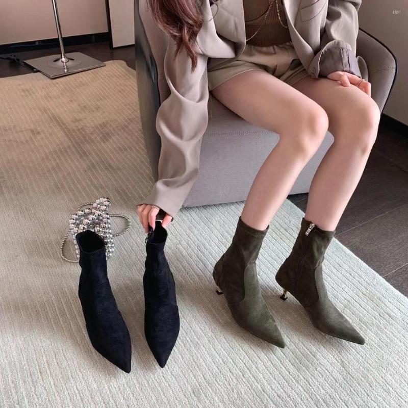 Boots Flock Women Sock Ankle Booties Side Zipper Black Green Fashion Winter Autumn Botas Party Short Woman Size 35-39
Boots Flock Women Sock Ankle Booties Side Zipper Black Green Fashion Winter Autumn Botas Party Short Woman Size 35-39