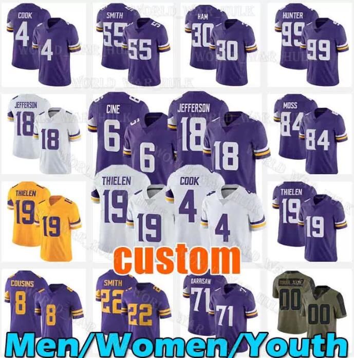 CUSTOM Stitched football jersey Minnesota''Vikings''84 Randy Moss Dalvin Cook Justin Jefferson Adam Thielen Diggs Hunter Untouchable Elite J, With logo
CUSTOM Stitched football jersey Minnesota''Vikings''84 Randy Moss Dalvin Cook Justin Jefferson Adam Thielen Diggs Hunter Untouchable Elite J, With logo