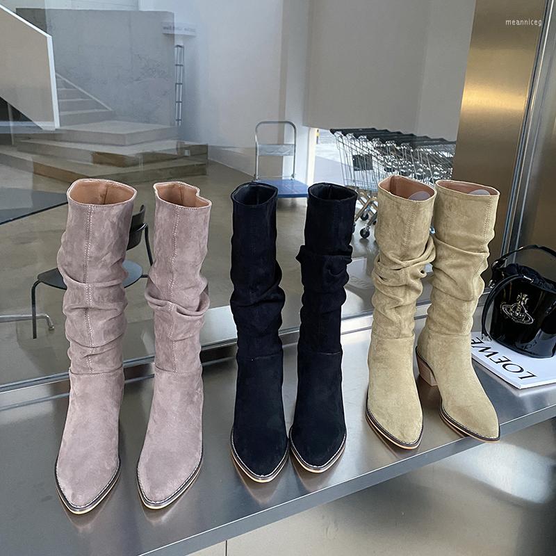 Boots Fashiom Women Knee High Pointed Toe Thick Mid Heels Cool Knight Botas Black Beige Grey Elegant Winter Western Woman
Boots Fashiom Women Knee High Pointed Toe Thick Mid Heels Cool Knight Botas Black Beige Grey Elegant Winter Western Woman