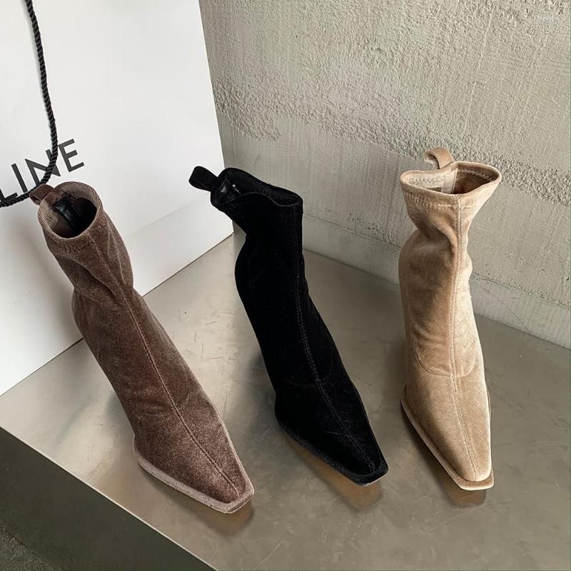 Boots Square Toe Women Ankle Satin Sock Booties Thin High Heels Black Brown Khaki Shallow Slip On Autumn Winter Party Pumps 39
Boots Square Toe Women Ankle Satin Sock Booties Thin High Heels Black Brown Khaki Shallow Slip On Autumn Winter Party Pumps 39
