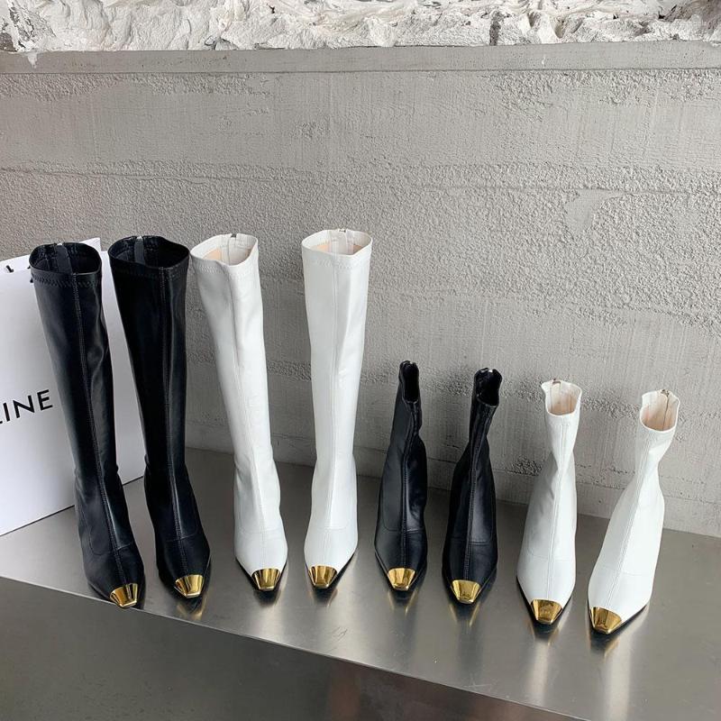Boots Mixed Color Women Ankle Sock Booties Shallow Slip On Thin High Heels Gold Black White Autumn Spring Dress Shoes Woman 39
Boots Mixed Color Women Ankle Sock Booties Shallow Slip On Thin High Heels Gold Black White Autumn Spring Dress Shoes Woman 39