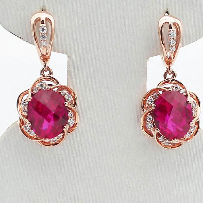 Dangle Earrings 585 Purple Gold Plated 14K Rose Inlaid Oval Ruby Flower For Women Exquisite Luxury Fashion Wedding Jewelry Gift
Dangle Earrings 585 Purple Gold Plated 14K Rose Inlaid Oval Ruby Flower For Women Exquisite Luxury Fashion Wedding Jewelry Gift