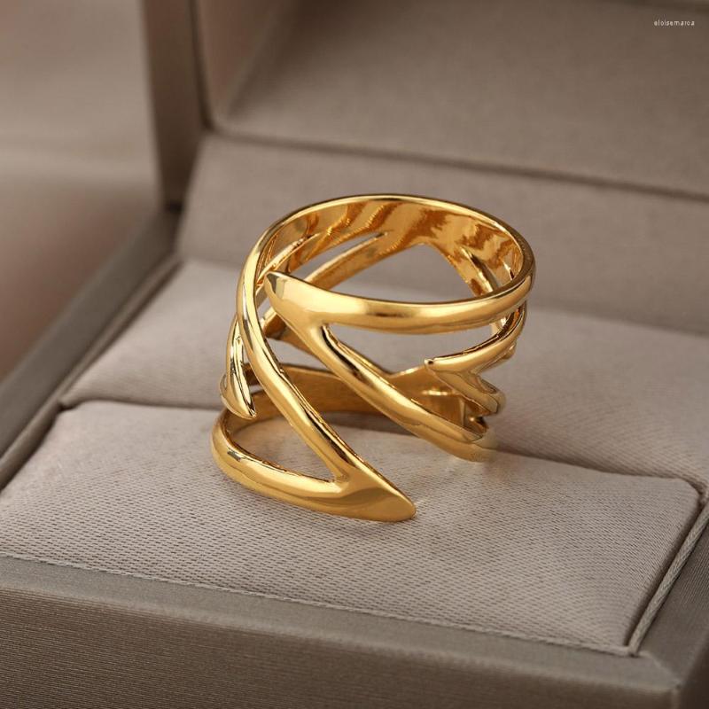 Cluster Rings Stainless Steel Hollow For Women Men Gold Color Open Adjustable Male Female Ring Engagement Wedding Party Jewelry
Cluster Rings Stainless Steel Hollow For Women Men Gold Color Open Adjustable Male Female Ring Engagement Wedding Party Jewelry