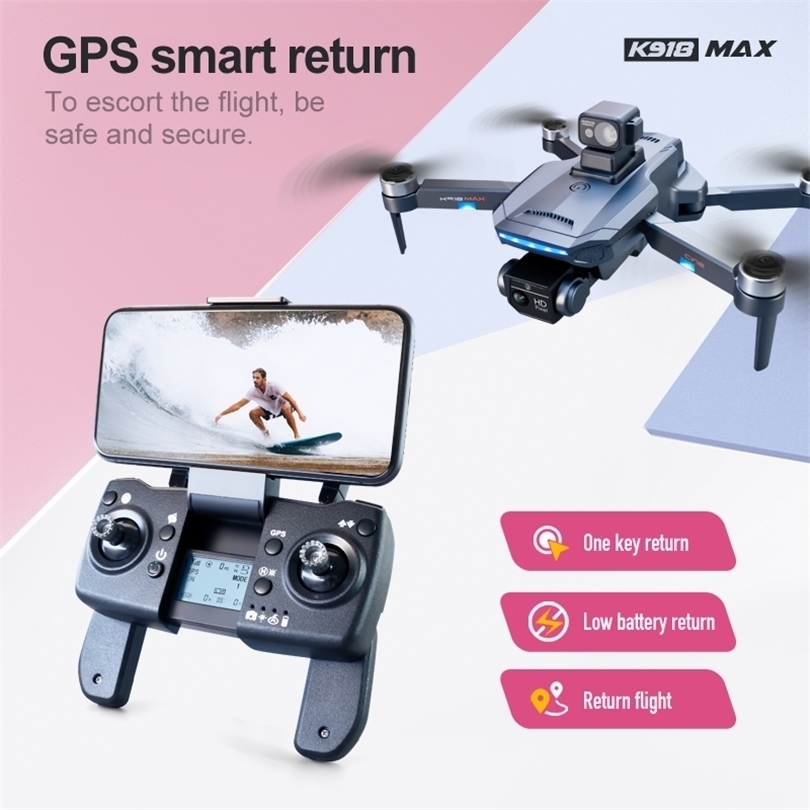 Intelligent Uav Drones K918 Max GPS Drone 4K Professional Obstacle Avoidance DualHD Camera Brushless Foldable Quadcopter Foldable Aerial Camera 221031