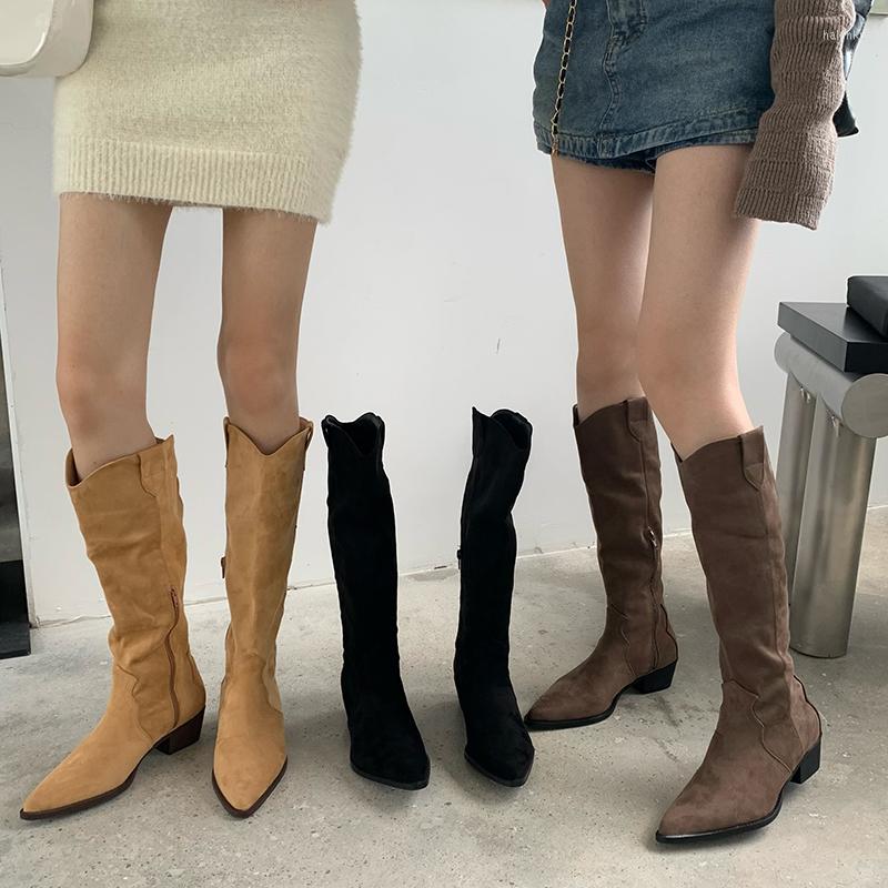 Boots High Quality Women Knee Pointed Toe Flock Western Fashion Winter Autumn Soft Booties Thick Mid Heels Botas 39, Black
Boots High Quality Women Knee Pointed Toe Flock Western Fashion Winter Autumn Soft Booties Thick Mid Heels Botas 39, Black