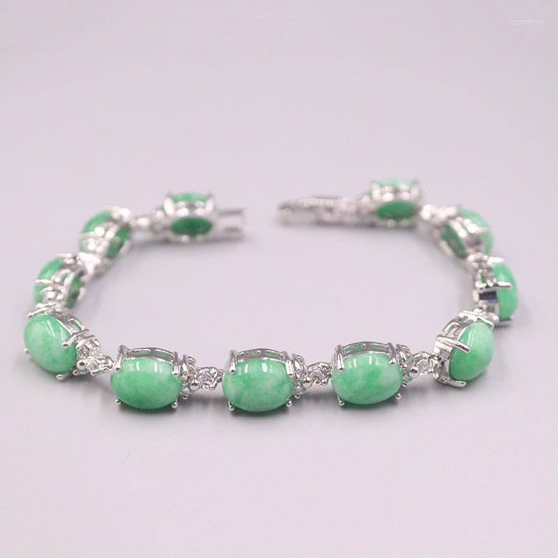Link Bracelets Real Jade Gp Bracelet 18K Gold Plated For Women Zircon Shiny Heating Female's Light Green Stone Silver Jewelry 18.5cm
Link Bracelets Real Jade Gp Bracelet 18K Gold Plated For Women Zircon Shiny Heating Female's Light Green Stone Silver Jewelry 18.5cm