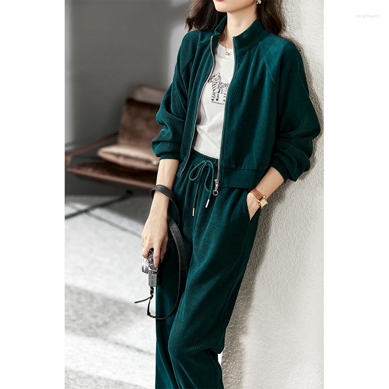 Women' Two Piece Pants Vimly Women Suits Coat 2022 Autumn Winter Fashion Casual Loose Suit Corduroy Stand Collar Jacket Set V5817, Dark green
Women' Two Piece Pants Vimly Women Suits Coat 2022 Autumn Winter Fashion Casual Loose Suit Corduroy Stand Collar Jacket Set V5817, Dark green