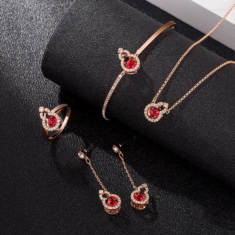 Necklace Earrings Set MIQIAO Rose Gold Plated Swar Red Crystal Gourd Bangle Bracelet Rings Drop Stud Earring For Women Wedding, Picture shown
Necklace Earrings Set MIQIAO Rose Gold Plated Swar Red Crystal Gourd Bangle Bracelet Rings Drop Stud Earring For Women Wedding, Picture shown