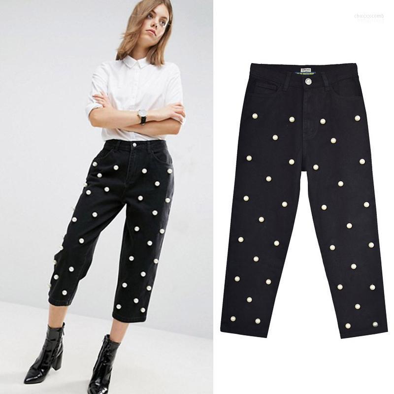 Women's Jeans Women's Fashion Sweet Pearled High Waisted Women Loose Straight Leg Wide Chic Casual Denim Calf Length Pants, Black
Women's Jeans Women's Fashion Sweet Pearled High Waisted Women Loose Straight Leg Wide Chic Casual Denim Calf Length Pants, Black